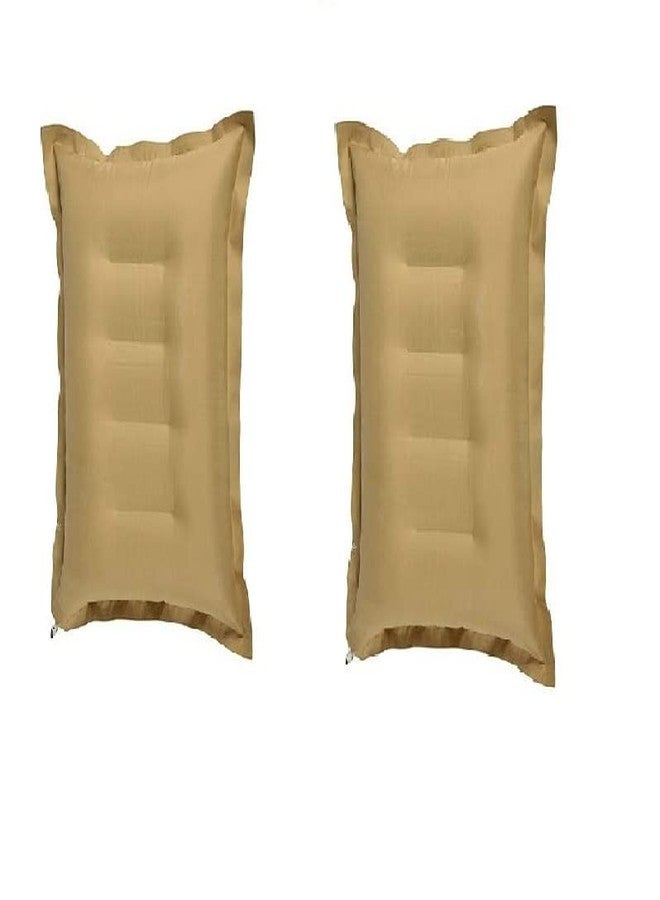 RAV Pack of 2 Soft Fabric Travelling Pillow, air Pillow for Easy Traveling (Color- Brown). - Image 1